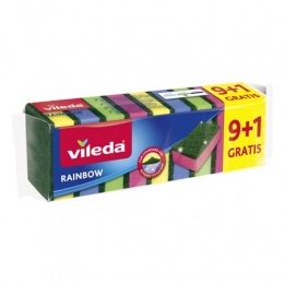 Mosogatószivacs, 9+1 db, VILEDA "Rainbow"